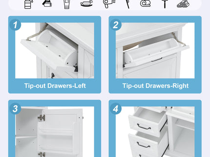 Modern Bathroom Vanity With Sink Top, 4 Drawers And 1 Soft-Close Door