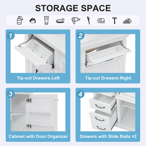 Modern Bathroom Vanity With Sink Top, 4 Drawers And 1 Soft-Close Door