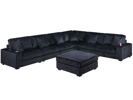 Contemporary Style Modular Sectional Sofa Set With USB, Cup Holder