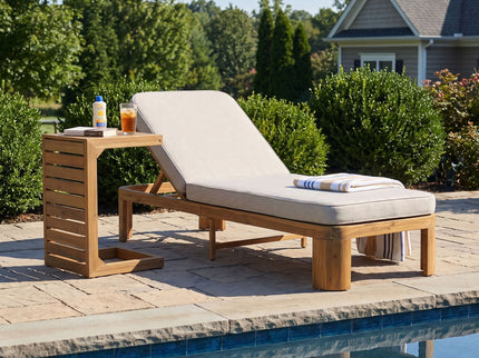 Outdoor Chaise Lounge Set With Side Table, 5 Position Adjustable Patio Recliner