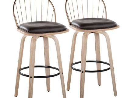 Riley - Industrial / Urban Fixed Height Barstool With Swivel With Removable Cushion (Set of 2)