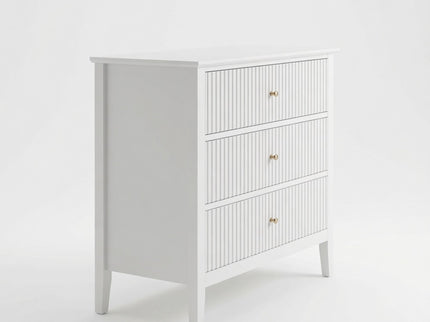 3 Drawer Nightstand, Wide With Soft Close Slides - White