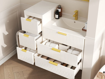 Modern Wall Mounted Floating Cabinet With Drawers For Bathroom