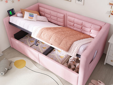 Upholstered Daybed With Hydraulic Storage And USB / Type - C Charging
