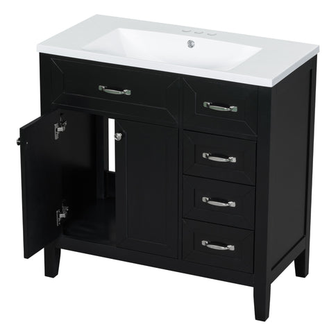 Modern Bathroom Vanity With Sink, Freestanding With Drawers And Doors