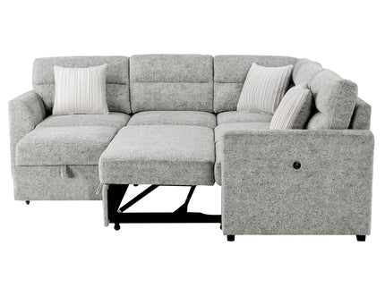 Emiliano - Sectional Sofa With 3 Pillows - Nickel