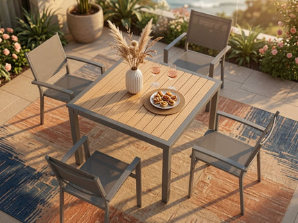 5 Piece Patio Dining Set, Table And Chairs For Outdoor Use - Gray