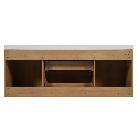 Double Sink Bathroom Vanity, Cabinet & Soft Close Doors, Divided Drawers, Wall Mounted Storage - Wood