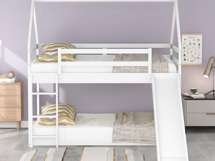 House Shape Bunk Bed With Slide And Ladder