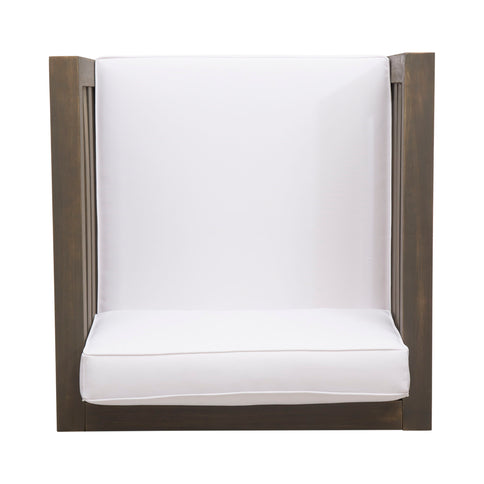 Outdoor Acacia Wood Patio Chair With Fabric Cushion