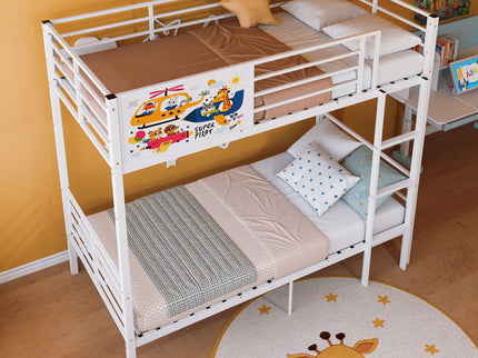 Bunk Bed, Convertible To 2 Separate Twin Size Beds With Full Length Guardrail & Ladder, No Box Spring Needed - White