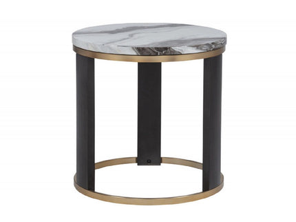 Round End Table For Living Room - Gold / Brown