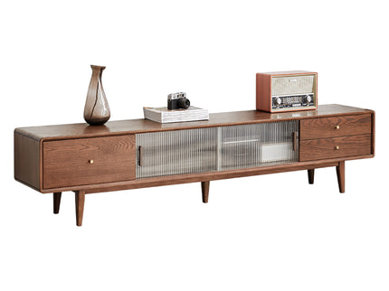 TV Cabinet With Chinese Changhong Glass Doors, Two Drawer Storage Space TV Standing