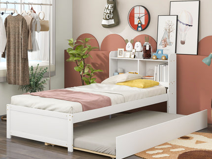 Twin Bed With Trundle, Bookcase
