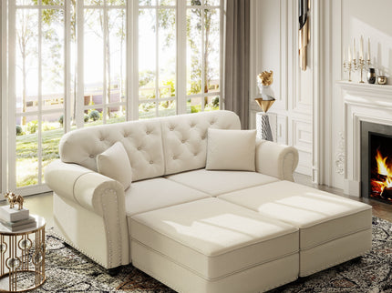 Upholstered Sofa Set With Nailhead Trim And Rolled Armrests, Includes Pillows
