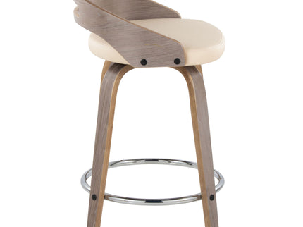 Cassis - Mid Century Modern Fixed Height Counter Stool With Swivel With Round Footrest (Set of 2)