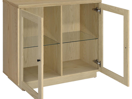 Metro - 2 Door Display Cabinet With Adjustable Shelves - Light Oak