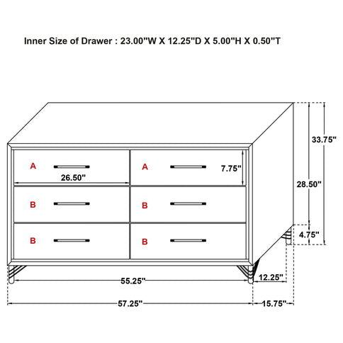 Malcolm - 6 Drawer Dresser Cabinet - Black