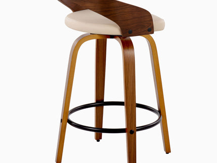 Grotto - Mid Century Modern Fixed Height Counter Stool With Swivel With Round Footrest (Set of 2)