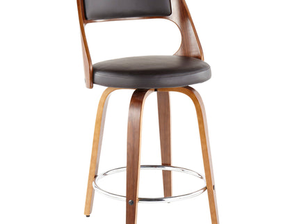 Cecina - Mid-Century Modern Fixed Height Counter Stool With Swivel And Round Footrest (Set of 2)