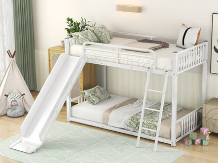 Metal Bunk Bed With Slide, Durable Steel Frame