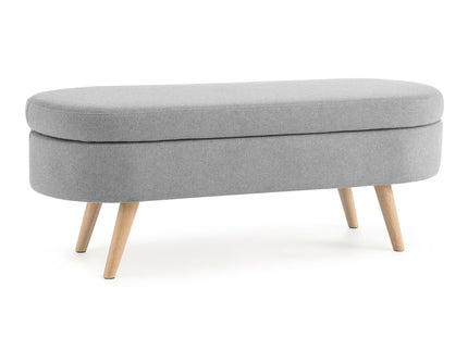 Ottoman Oval Storage Bench With Rubber Wood Legs Linen - Gray