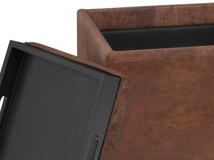 Rockwood - Upholstered Cube Storage Ottoman With Tray