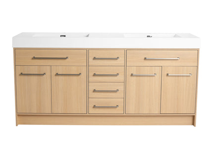 Freestanding Bathroom Vanity With Resin Sink, Soft-Closing Doors And Drawers