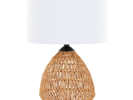 Congo - Contemporary Rattan Table Lamp - Natural / Matte Black / White