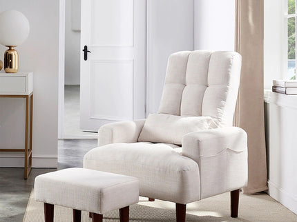 Living Room Sofa Single Chair And Ottoman, Modern Multi-Function Fabric Living Room Sofa Lounge Chair Bed And Stool. Soft Leisure Single Chair Adjustable Into 5 Angles With Sofa Bed