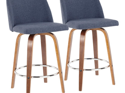 Toriano - Mid-Century Modern Fixed Height Counter Stool With Round Footrest (Set of 2)