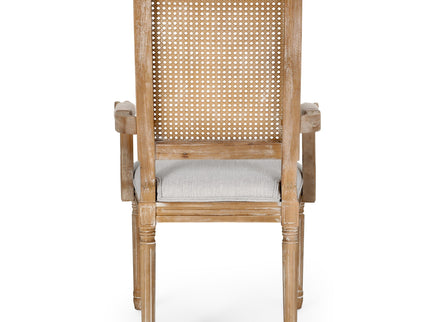 Elegant French Country Style Dining Chair With Cane Backrest