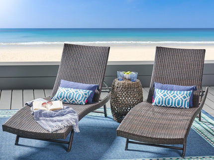 Kauai - Modern Style Wicker Chaise Lounge - Brown Multi