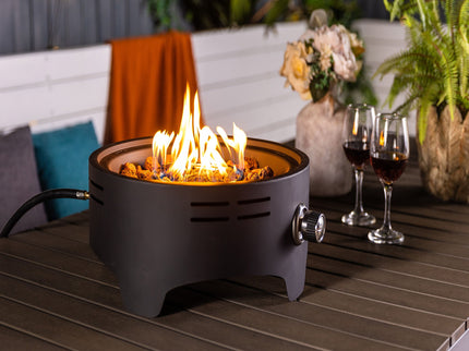 Propane Tabletop Gas Fire Pit, 40000 Btu Round For Outdoor - Black