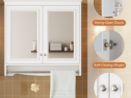 Modern Wall-Mounted Mirror Cabinet With Adjustable Shelves, Soft-Close Doors, High-Definition Mirror