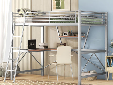 Loft Bed With Desk And Shelf, Modern Design