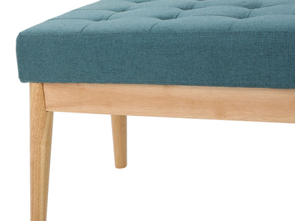 Vibratory - Button Tufted Upholstered Ottoman With Splayed Wooden Legs - Teal / Natural