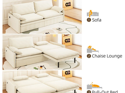 4 Seat Convertible Sleeper Sofa Bed, Modern With Storage