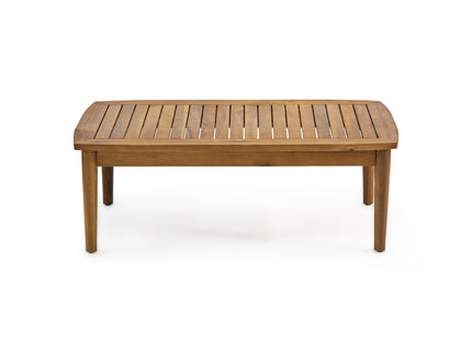 Outdoor Acacia Wood Loveseat Set With Coffee Table
