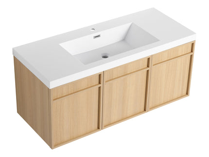 Wall-Mounted Bathroom Vanity With Resin Sink And Soft Closing Doors