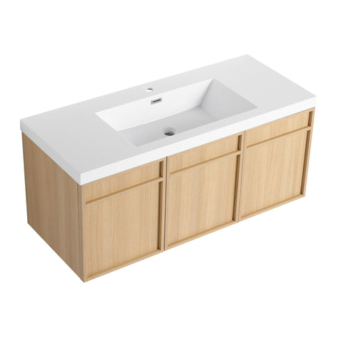 Wall-Mounted Bathroom Vanity With Resin Sink And Soft Closing Doors