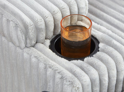 Modern Chaise Sofa With Adjustable Backrest, Cup Holders, Phone Holder & Storage Compartments For Living Room