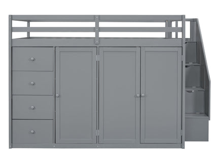 Loft Bed With Built In Wardrobes, Cabinets And Drawers