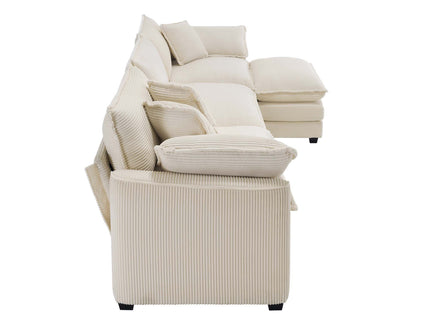 Modern Oversized Modular Cushion Sofa With Ottoman, Low Back, Deep Seating Sofa Set