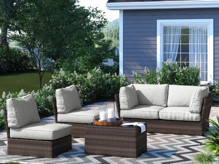 Comfortable Modern Patio Rattan Sectional Set With Cushions