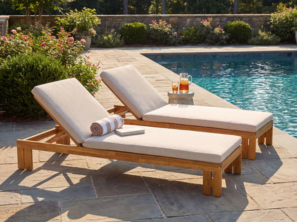 Outdoor Chaise Lounge With 5 Position Adjustable Backrest