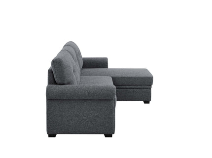 Upholstered Sleeper Sofa With Reversible Storage Chaise - Dark Gray