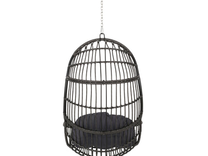 Rustic Hanging Basket Chair With Cushion