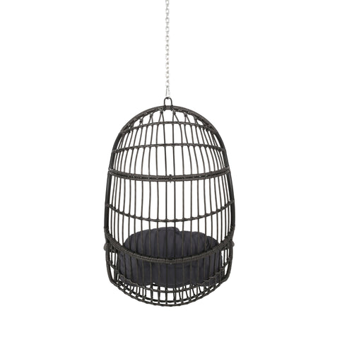 Rustic Hanging Basket Chair With Cushion