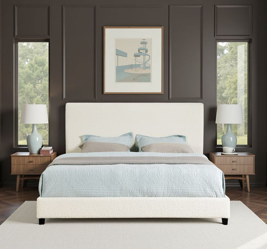 Boucle Upholstered Platform Bed